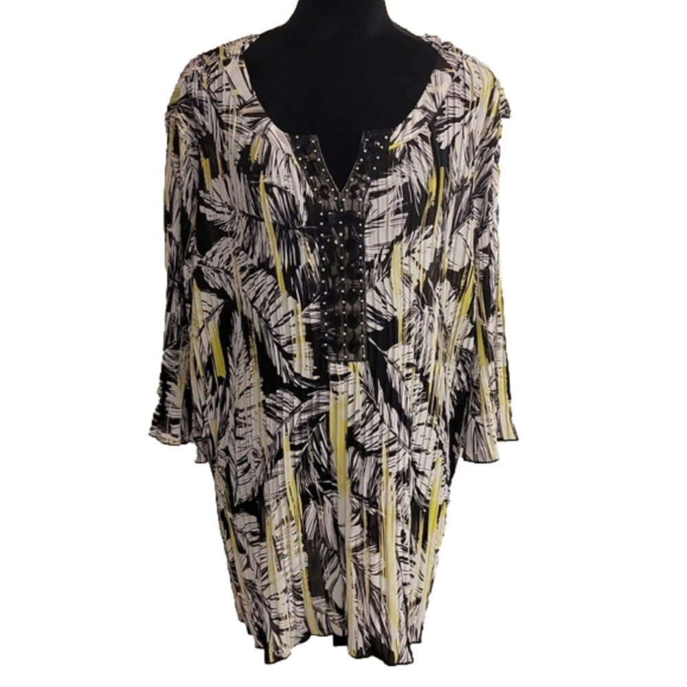 Catherines petite plus size multi color bell sleeve v-neck tunic size 3xwp